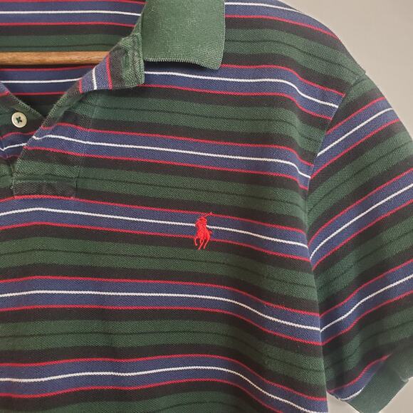 Vintage 90s Polo Ralph Lauren Striped Crop Top Green XL - Picture 6 of 9